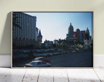 Las Vegas Strip at Dawn | Printable Wall Art | Instant Download | Nevada Travel Photography | 2000s Vintage Camera | Excalibur Casino