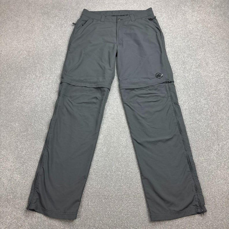 Calça Mammut tamanho adulto médio cinza para caminhadas, montanhismo e atividades ao ar livre, ideal para chuva e outras atividades ao ar livre. imagem 1