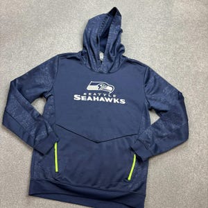NFL Jumper Kids Large Blue Seattle Seahawks Football 90s USA Logo Hoodie Youth* image 2