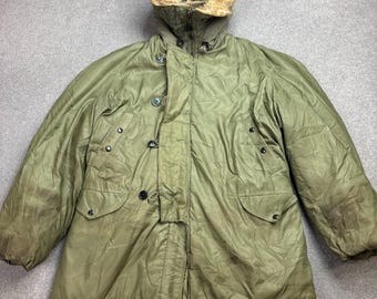 N 3B Jacket Adult Medium Green Army Extreme Cold Parka Snorkel Coat Hood Mens*