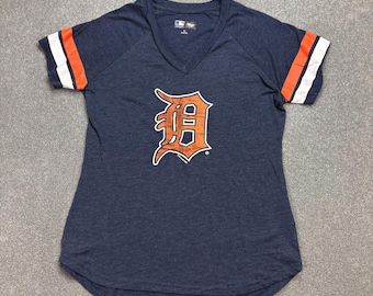 Camiseta MLB para mujer, azul mediano, de los Detroit Tigers, béisbol, años 90, EE. UU., logotipo para exteriores, para mujer
