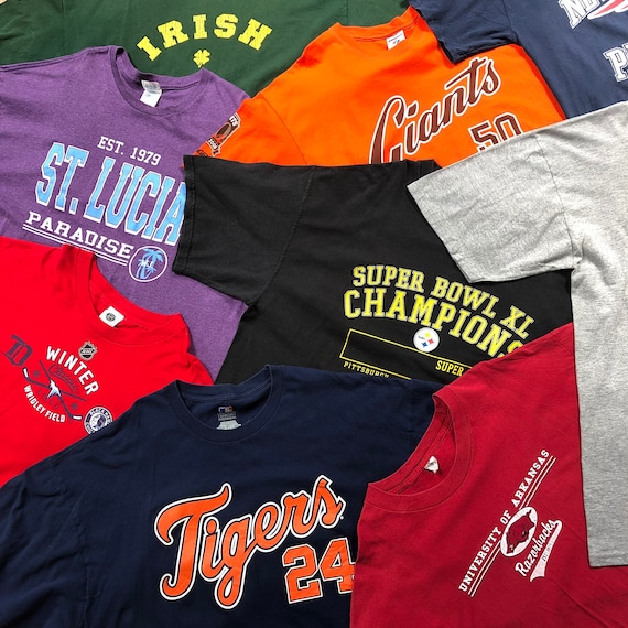 Mens Mystery Vintage T-shirt Universities Printed Box Tees - Etsy States Tshirt Graphic Y2K Thrift 90s 80s Bundle Colourful Sports Cities