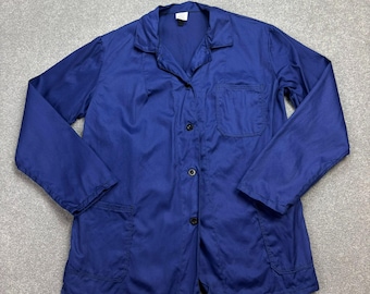 VTG French Jacket Womens Medium Blue Chore Work Wear Canvas Utility Lady