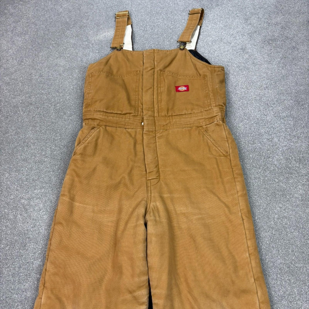 Dickies Dungarees Kids Large Brown 30x26 Bib Overalls Work Wear Canvas dickies-dungarees-kids-large-brown-30x26-bib-overalls-work-wear-canvas