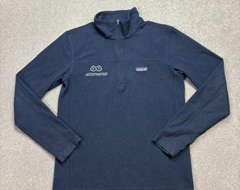 Patagonia Fleece Adult Small Blue Micro D Quarter Zip Pullover Jumper Logo Men