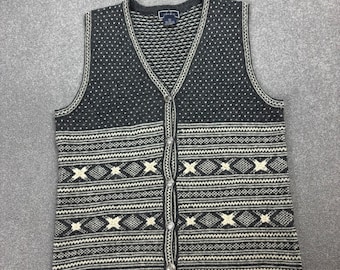 Jersey de punto de lana gris Fair Isle para adulto, talla M, para hombre.