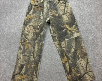 Wrangler Trousers Kids 26x24 Brown Realtree Carpenter Workwear Y2K Canvas Youth*