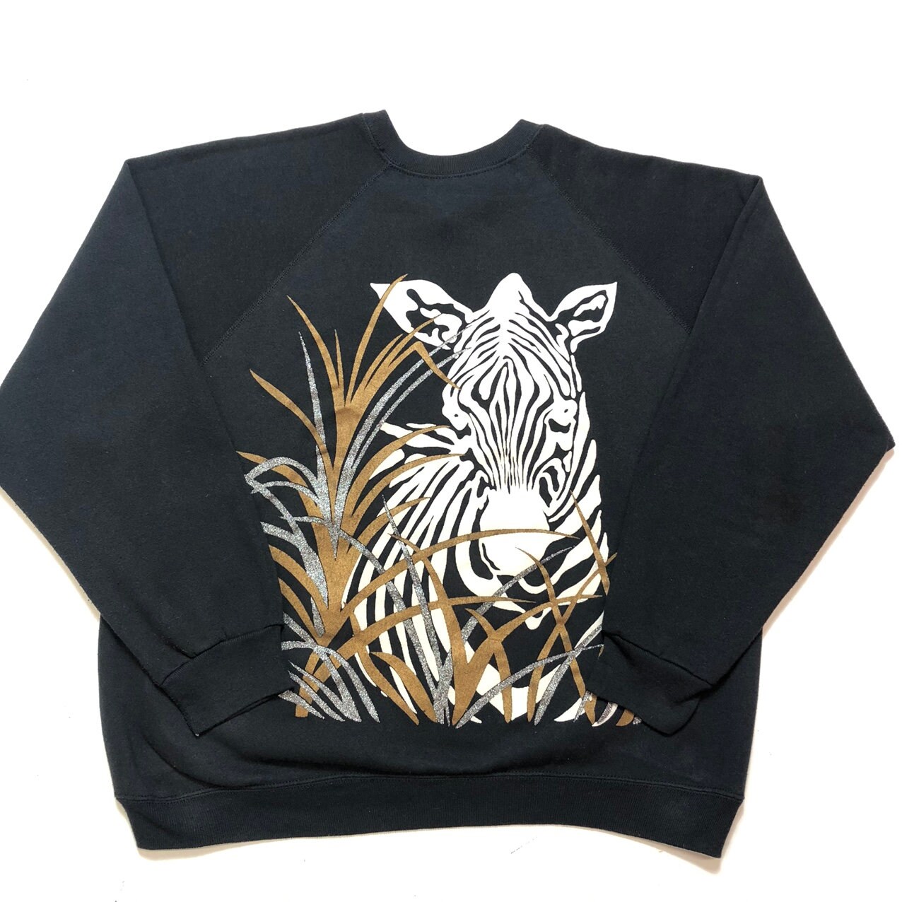 Black zebra vintage sweathsirt Etsy
