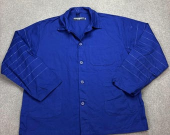 Vintage Work Jacket LE MINEUR Blue Cotton, Chore Jacket Size L - Etsy