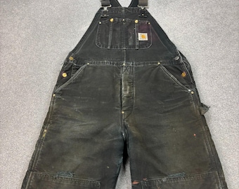 Mono Carhartt para adulto, talla 36 x 30, color negro, con pechera acolchada y doble rodilla, para hombre*