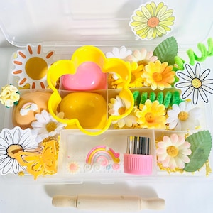 Flowers Sensory Play Dough Kit, Sensory box, , playdoh kit, play dough kit, kids gift, kids busy box,Travel Sensory Kit