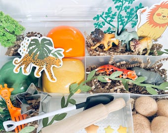 Zoo/Safari Play Dough Kit, Zoo Play Dough Kit, Animal Playdough Kit, Kids Gift, Kids Birthday Gift, Safari Sensory Bin, Zoo Sensory Play