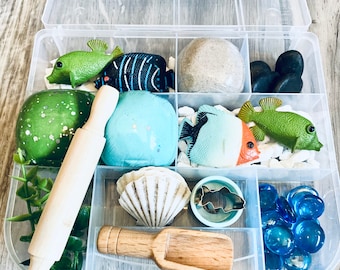 Kit sensoriale Sognando il mare, Gioco sensoriale, Kit sensoriale dell'oceano, Scatola occupata per bambini, Regali per bambini, Regalo per bambini, Kit pasta da gioco, Kit gioco Doh