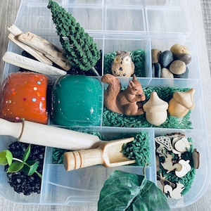 Woodland Sensory Play Kit, Sensory box, gift for boy, boy gift, playdoh kit, play dough kit, kids gift, kids busy box,Travel Sensory Kit