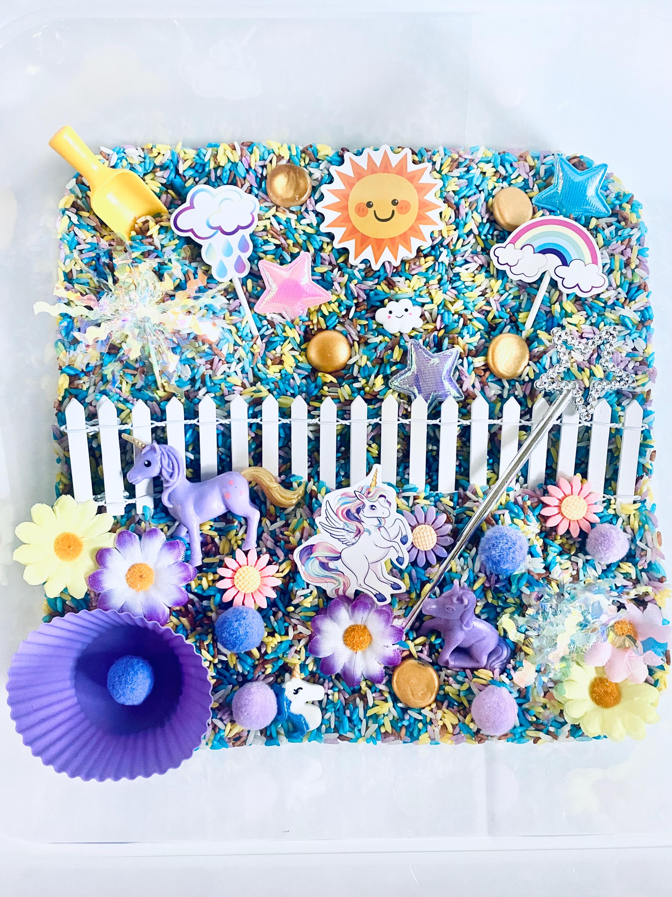 Unicorn Sensory Bin Kit, sensory play, sensory bin, summer activities for kids