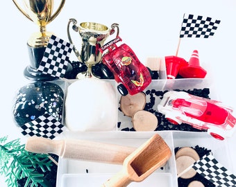 Race Car Sensory Dough Kit, Travel Busy Box