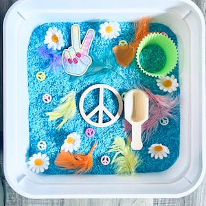 Peace and Love Sensory Bin, Fidget Sensory Play, Busy Box, Sensory Play, Kids Gift, Kids Travel Activity for Kids, Sensory Box