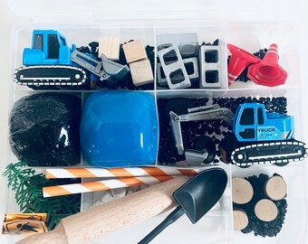 Construction Sensory Dough Kit, Travel Case, Vehicles