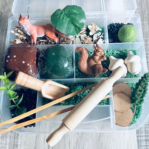 Woodland Sensory Play Kit, Sensory box, gift for boy, boy gift, playdoh kit, play dough kit, kids gift, kids busy box,Travel Sensory Kit