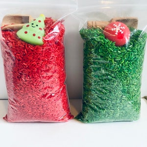 Sensory Bin Filler-Colored Rice With Scoop