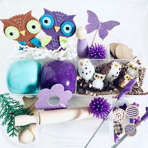 Woodland Sensory Play Kit, Sensory box, gift for girl, girl gift, playdoh kit, play dough kit, kids gift, kids busy box,Travel Sensory Kit