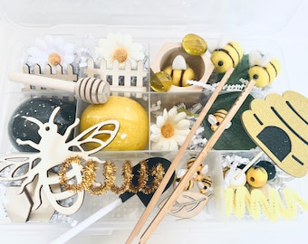 Play Dough Kit,  Bee Happy Sensory Play Kit, kids busy box, sensory play, kids gift, play dough kit, play kit, sensory box, Travel Sensory