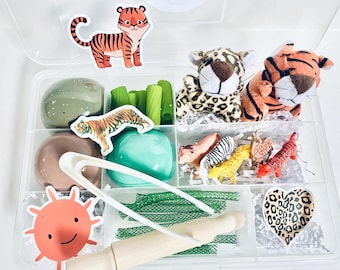 Zoo/Safari Play Dough Kit, Zoo Play Dough Kit, Animal Playdough Kit, Kids Gift, Kids Birthday Gift, Safari Sensory Bin, Zoo Sensory Play