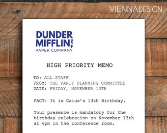 Office Themed Custom Birthday Invitation | the office | birthday | custom | invitations | download | digital | template