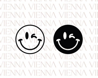 Winking Smiley face SVG | smiley svg | wink face svg | emoji svg | svg files for cricut | trendy |  smiley face for vinyl |vector smiley svg