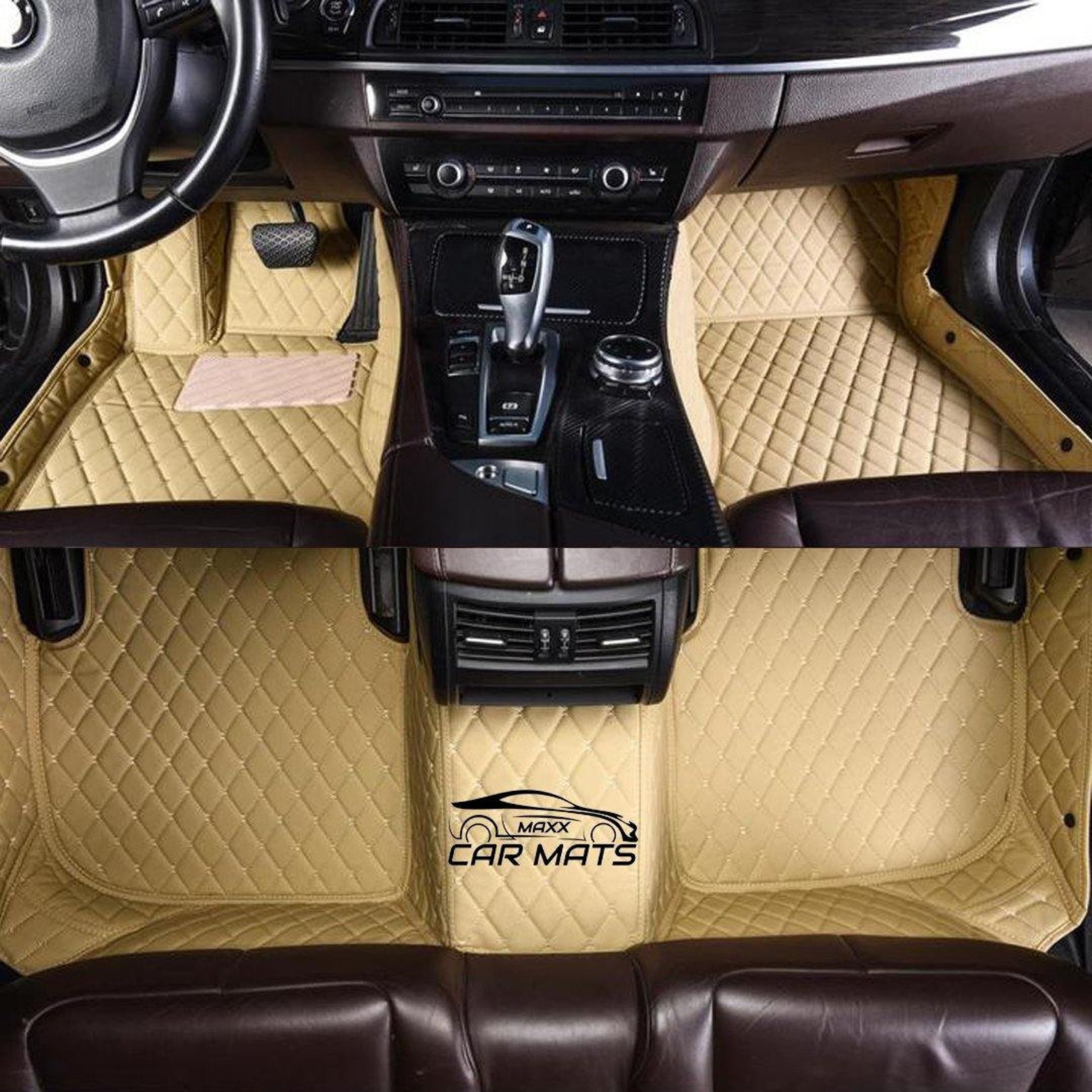 Maxx Luxury Leather Custom Car Mats Beige Diamond Car Mats Etsy