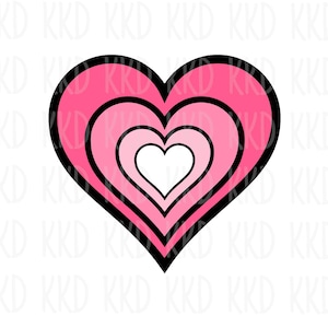 Clipart coeur en couches, coeur SVG, png coeur, coeurs roses, amour SVG, fichiers de coupe Cricut Silhouette, téléchargement immédiat, png, jpeg, dxf, eps, ai