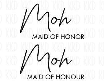 Maid of Honor/Honour SVG Bundle: Wedding Party Cricut Cut File (Digital Download)