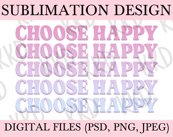Elige la felicidad PNG: Clipart con cita positiva (Descarga digital)