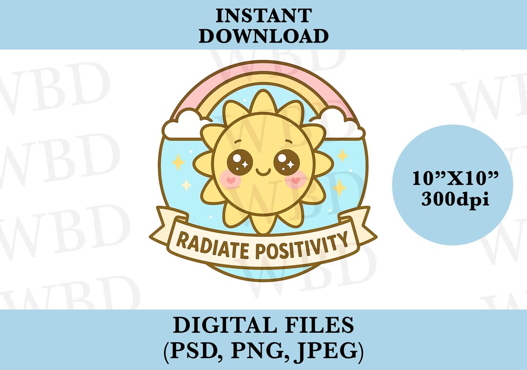 Kawaii Sun Clipart: Radiate Positivity Design (digital Download) - Etsy ...