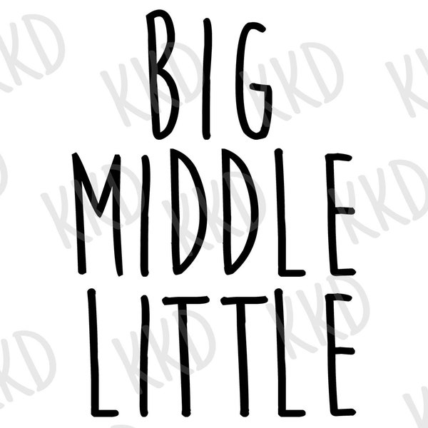 Big Middle Little SVG, Shirt Designs for Kids SVG, HTV Cut Files, Silhouette Cricut Cut Files, Instant Download, dxf, png, jpeg