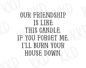 Friendship Candle SVG: Funny Bestie Quote, Cricut Cut File (Digital Download)