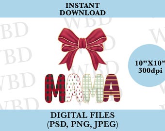 Mama Christmas PNG Clipart: Festive Holiday Mom Design (Digital Download)
