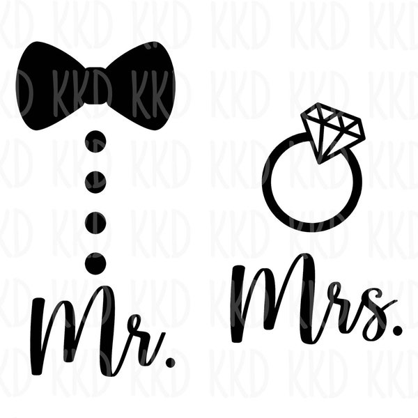 Mr and Mrs SVG, Wedding SVG, Husband and Wife svg, Wedding Quote svg, Wedding Clipart, Wedding Sign, Cricut Silhouette Cut File