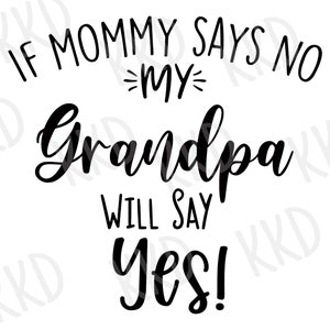Si mamá dice que no, mi abuelo dirá que sí (SVG), Impresión de abuelo, Cita de abuelo, Anuncio de bebé (SVG), Abuelo (SVG), Archivo de corte Cricut