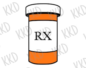 RX Pill Bottle SVG, Pharmacy Clipart (Digital Download)