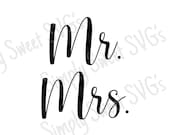 Mr and Mrs SVG, Wedding Cut File (Digital Download)