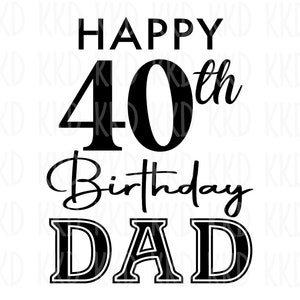 Glücklicher 40. Geburtstag Papa SVG, 40. Geburtstag SVG, Geburtstag Zeichen, Papa Geburtstag SVG, Cricut Silhouette Cameo Schnitt Dateien, Instant Download, png