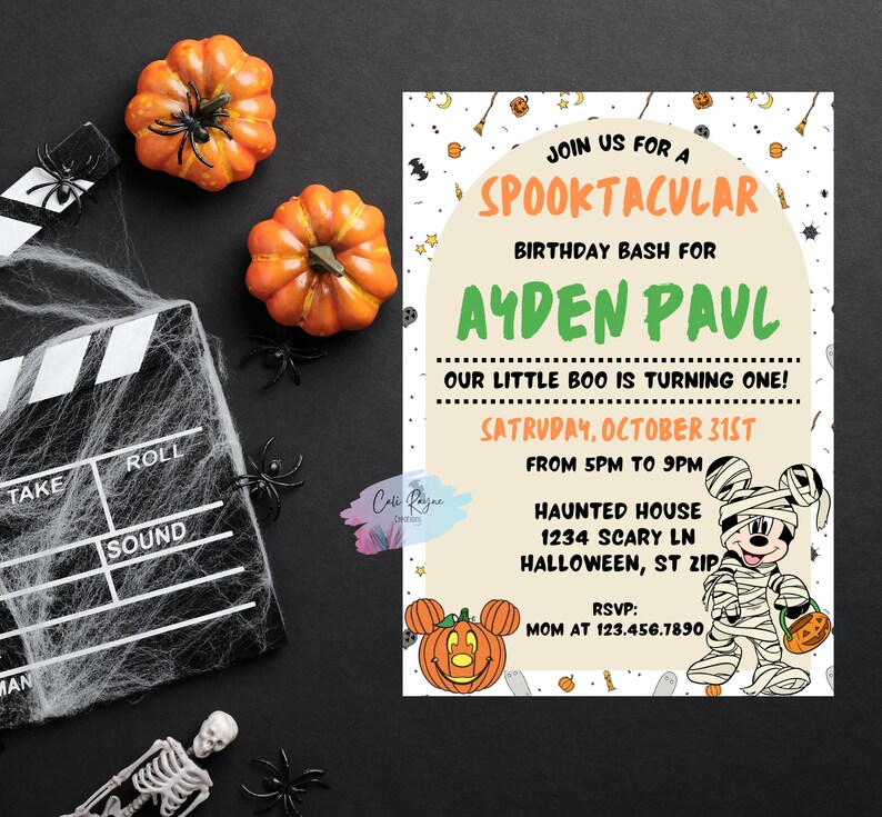 Editable Mickey Mouse Halloween Birthday Invitation Halloween Etsy