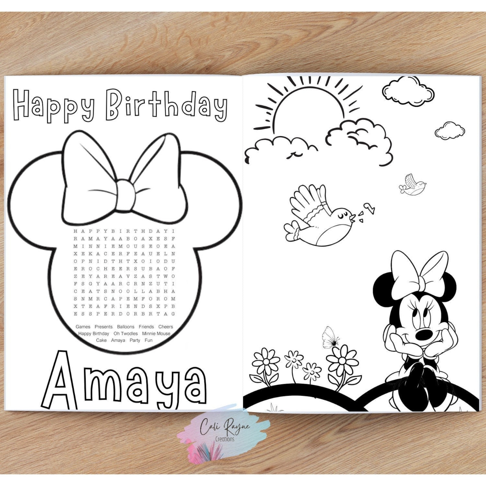 Minnie Mouse Birthday Coloring Pages Personalized Printable Etsy