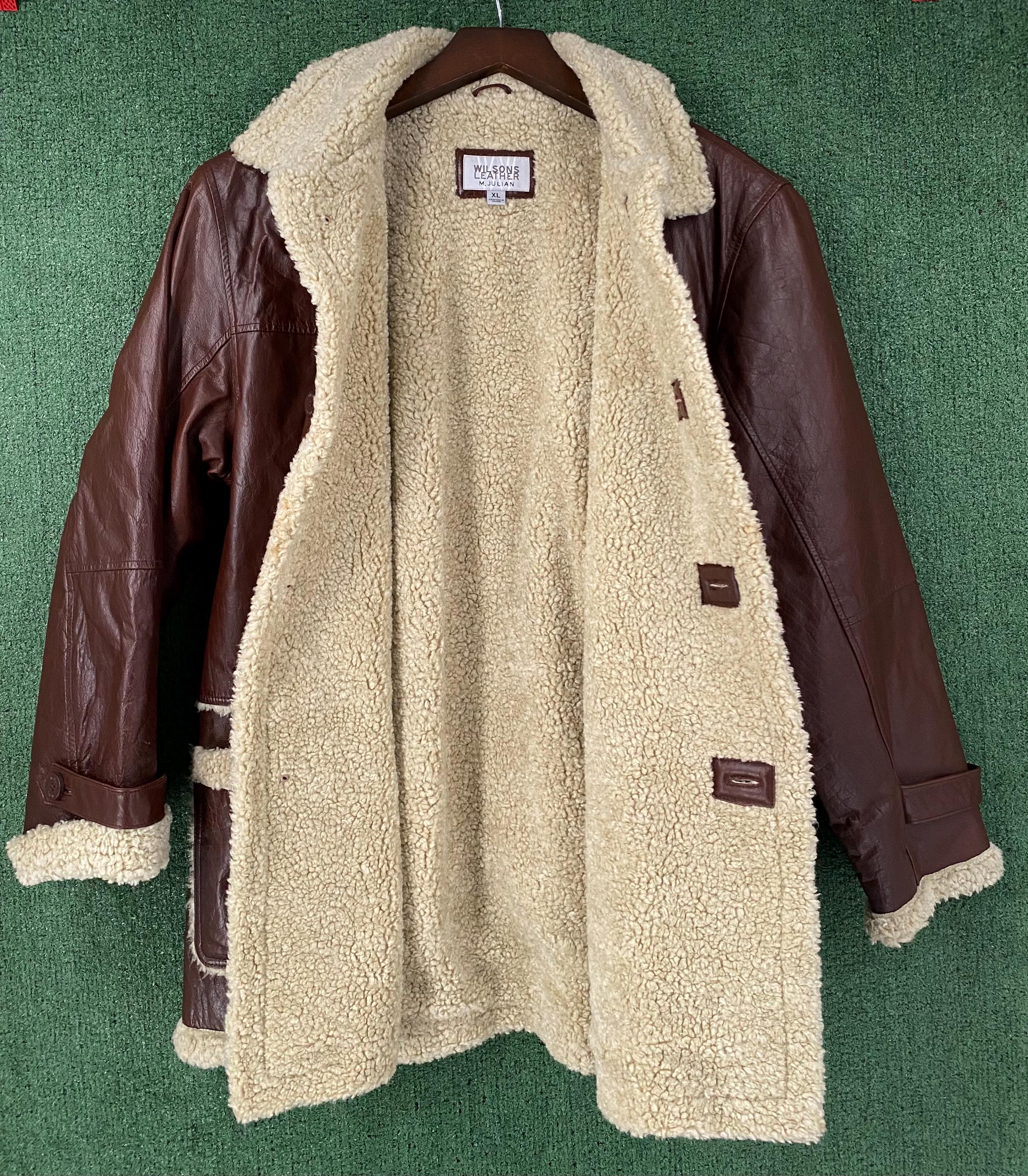 VTG Y2K Wilsons Leather M.julian Brown Oiled Leather Sherpa Lined