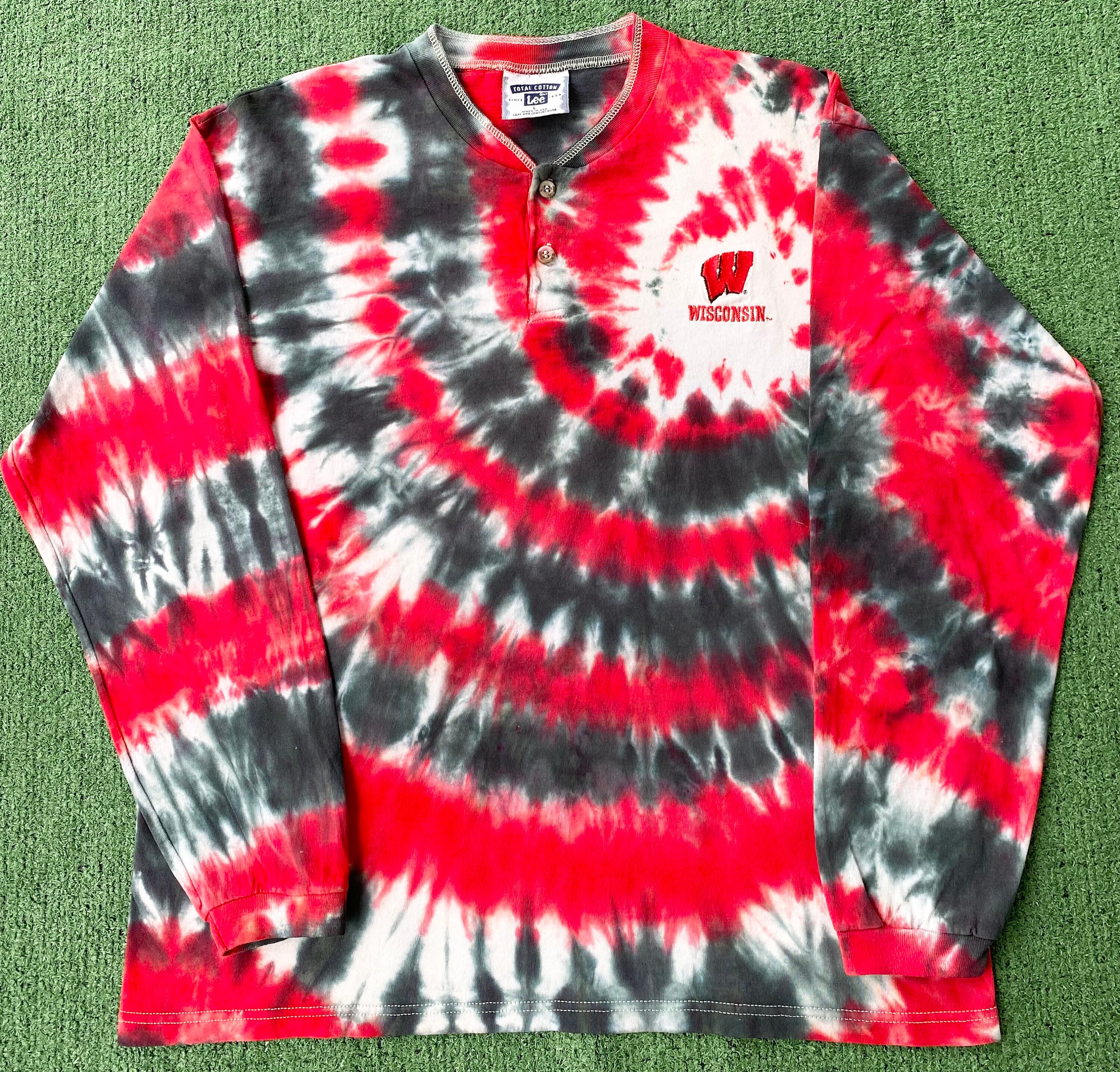 VTG 90’s Wisconsin Badgers Tie Dye Embroidered Long Sleeve T-Shirt Men’s Medium