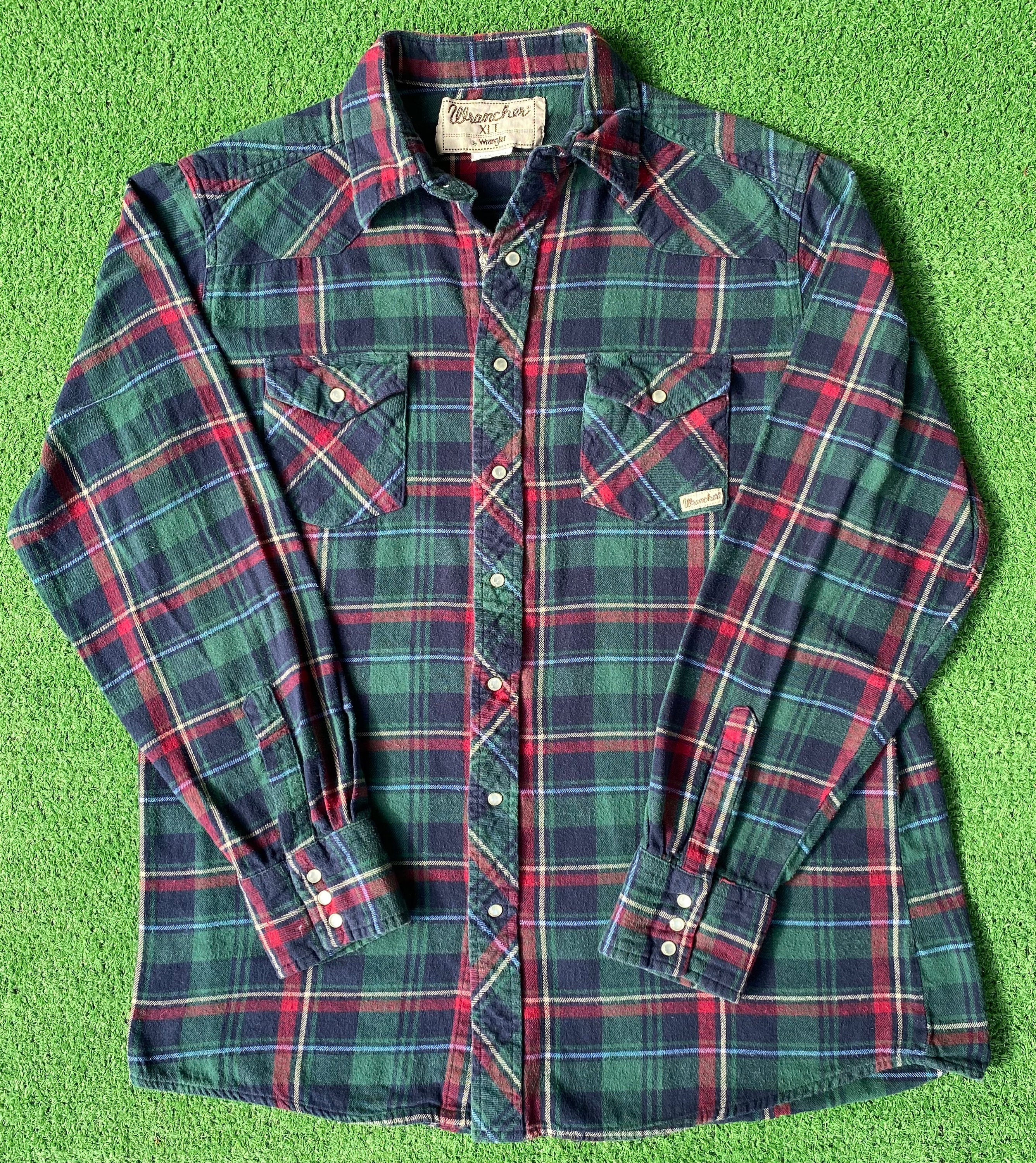 Vintage Wrangler Wrancher Plaid Flannel Pearl Snap Western - Etsy