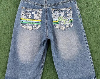 Short Cargo JNCO Vintage Années 90 - Taille 33, Bleu, Doublé, état Parfait