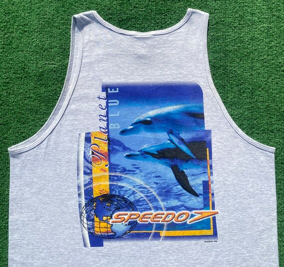 Vintage 90’s Speedo Planet Blue Dolphins USA Made… - image 2