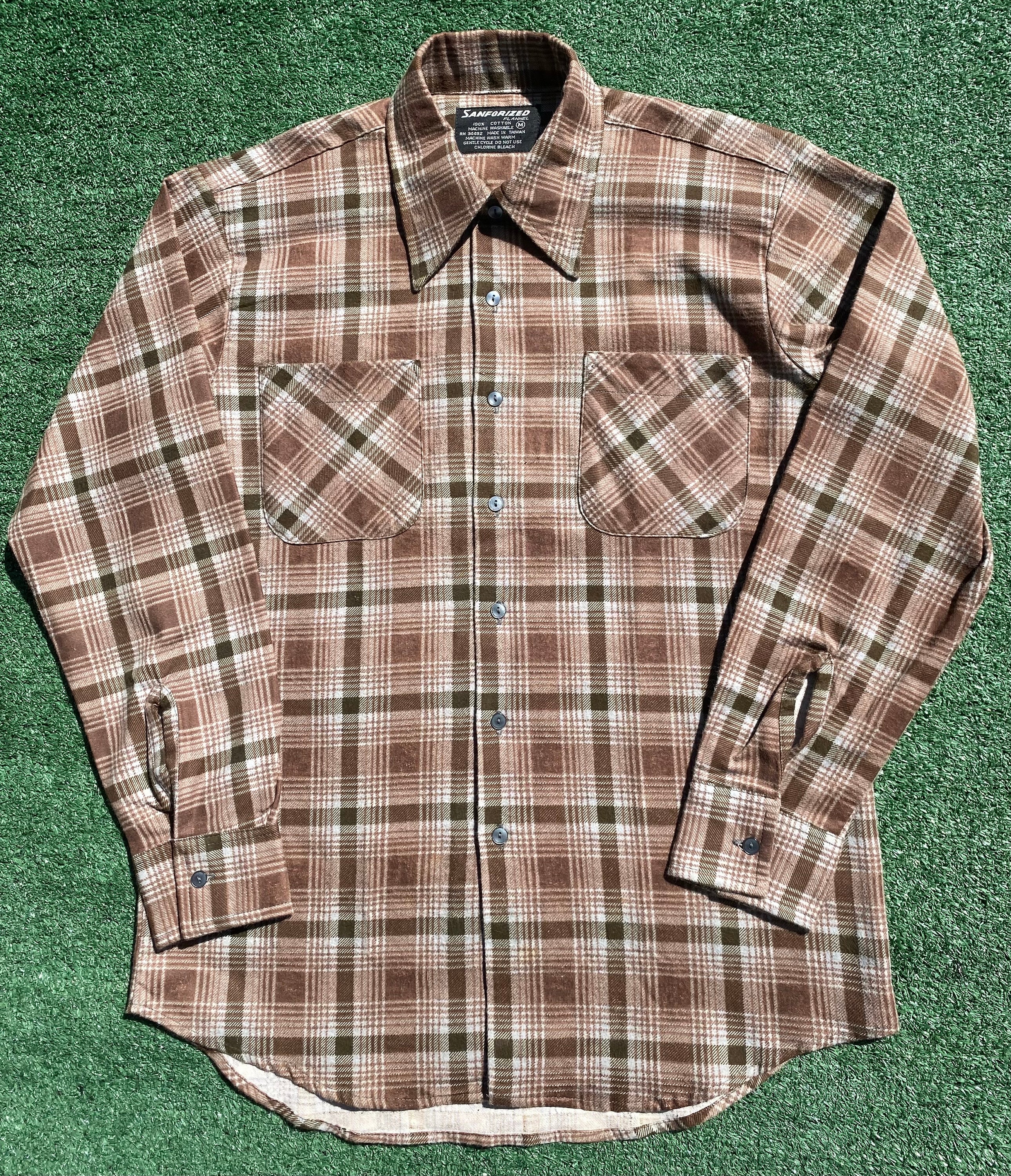 キャメル。sanforized サンフォライズド　vintage Vintage Sanforized Flannel - Etsy